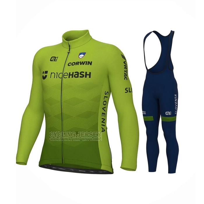 2023 Cycling Jersey Slovenia Green Long Sleeve And Bib Short